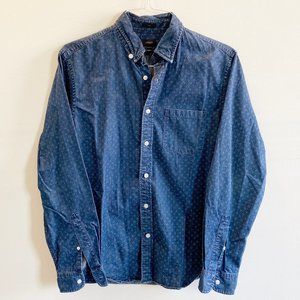 J Crew Mens Indigo Japanese Denim Shirt - Slim M